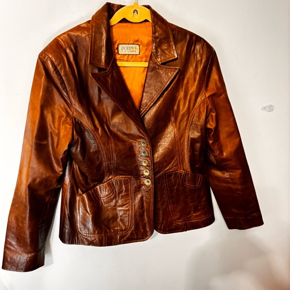 Vintage 1970’s Poppy’s Argetina Brown Rusty Colored Leather Jacket Sz Medium - Picture 3 of 15